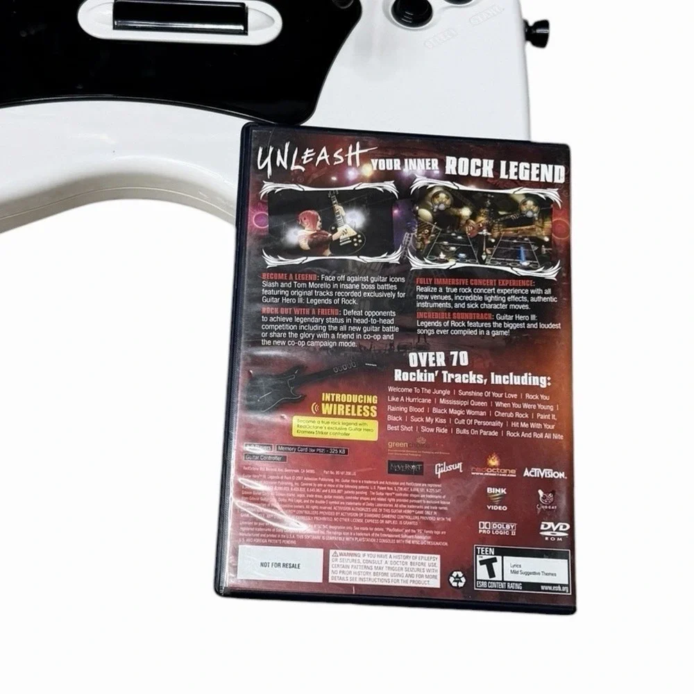 PS2 Red Octane Guitar Hero Wireless Bundle W/GH3 Game PlayStation 2 NO DONGLE